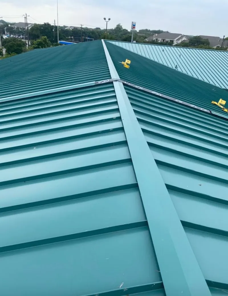 Green commercial metal roof ridge and valley for Metal Roof Repair in Upton